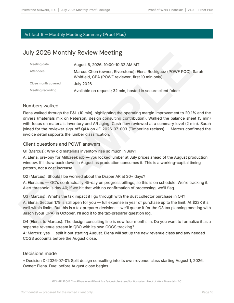 Reviewer page showing the U.S.-based CPA or equivalent who reviewed the package